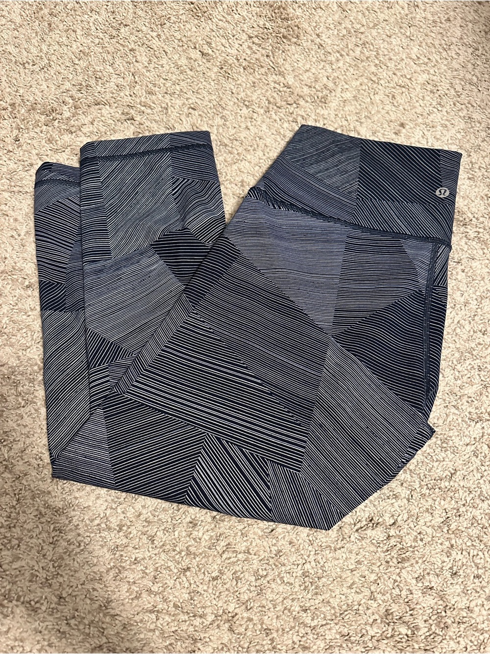 Lululemon High-Rise Leggings in Navy/White Geo Stripe